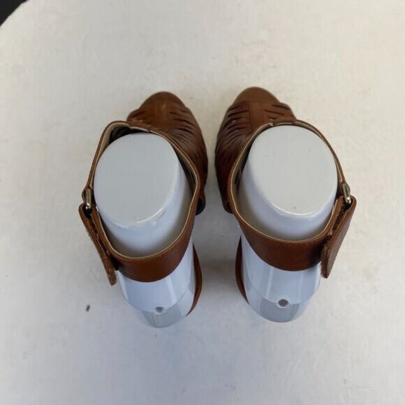 Karl Lagerfeld Rennes Laser Cut Caged Block Leather Peep Toe Buckle Heels 7.5 M - Picture 11 of 13